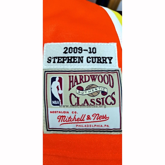 Camiseta Golden State Warriors Stephen Curry NO 30 Mitchell & Ness 2009-10 Naranja